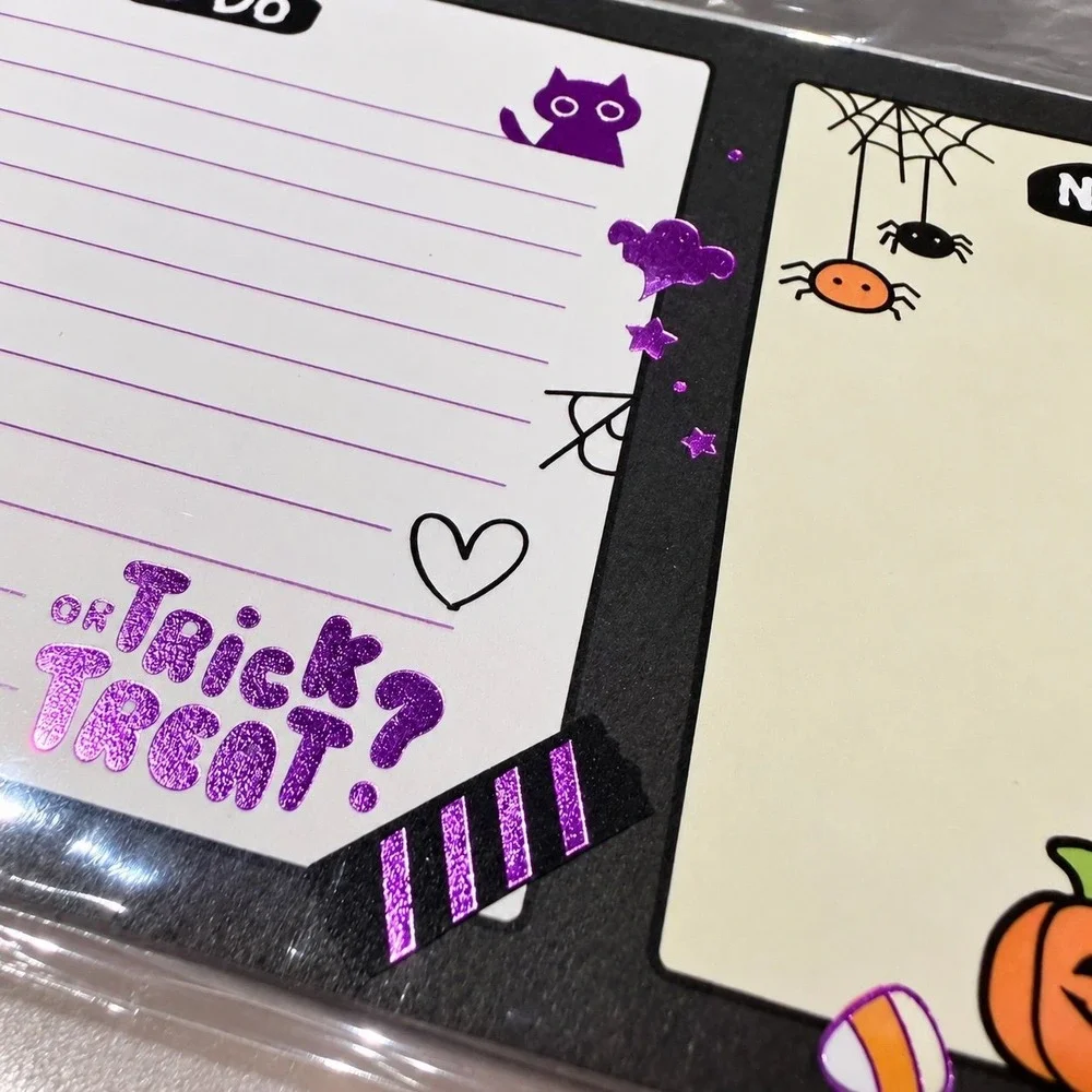 New Every Minute A Story Trick or Treat Purple Foil Notepad EMAS Halloween